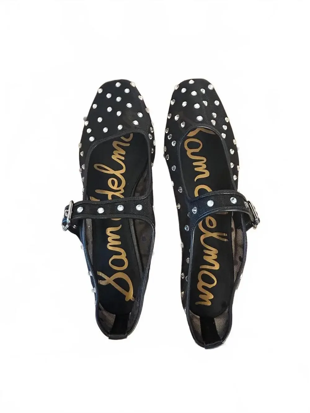 Sam Edelman Women's Black Mary Jane Flats with Rhinestone Accents NWT
